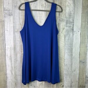 Generic Blue Sleeveless Tunic Tank Top with Crisscross Back Size 4XL